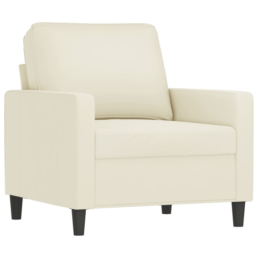 3 Pcs conjunto de sofás com almofadas veludo cor creme