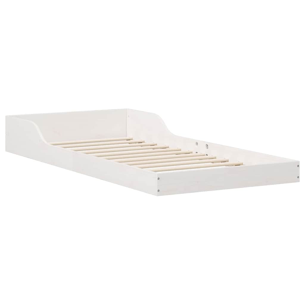 Estrutura da cama branco 90 x 210 cm madeira de pinheiro sólida