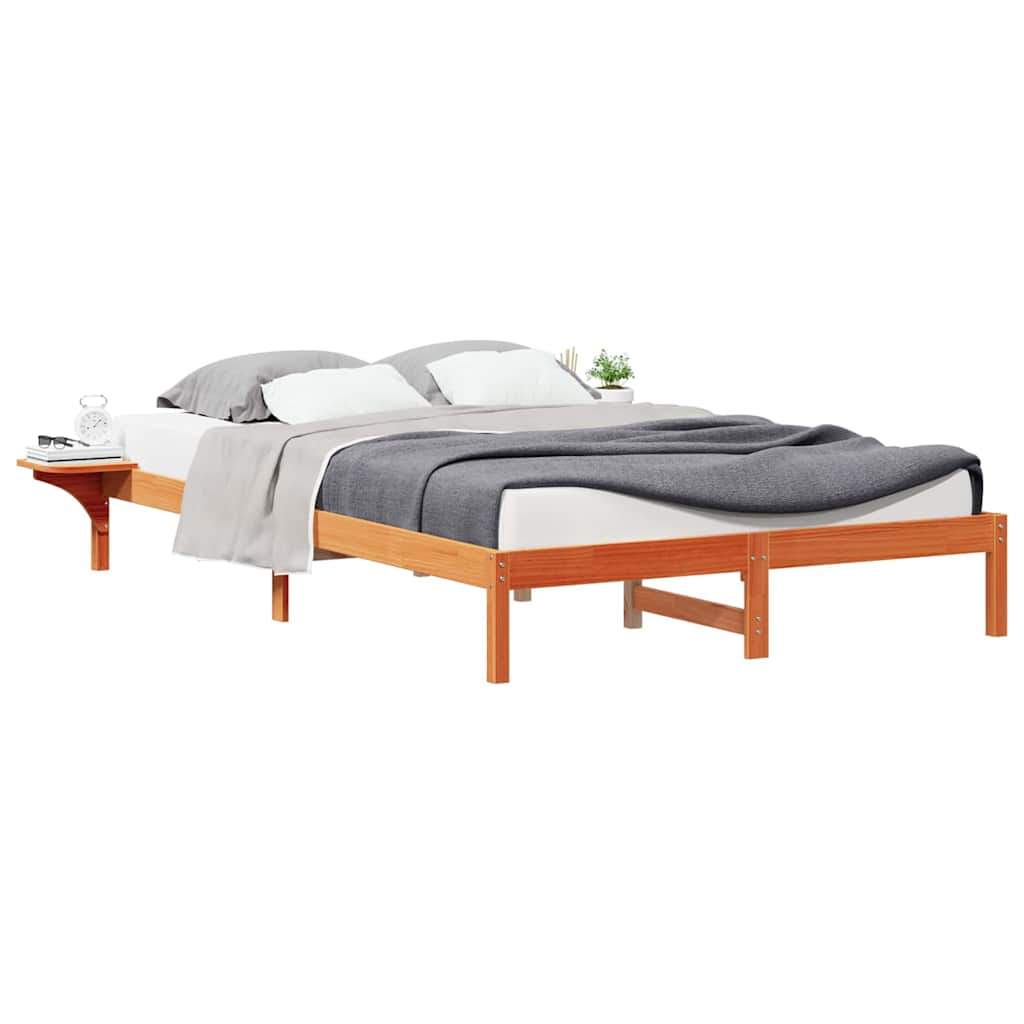 Cama com mesas laterais marrom cera 160 x 220 cm