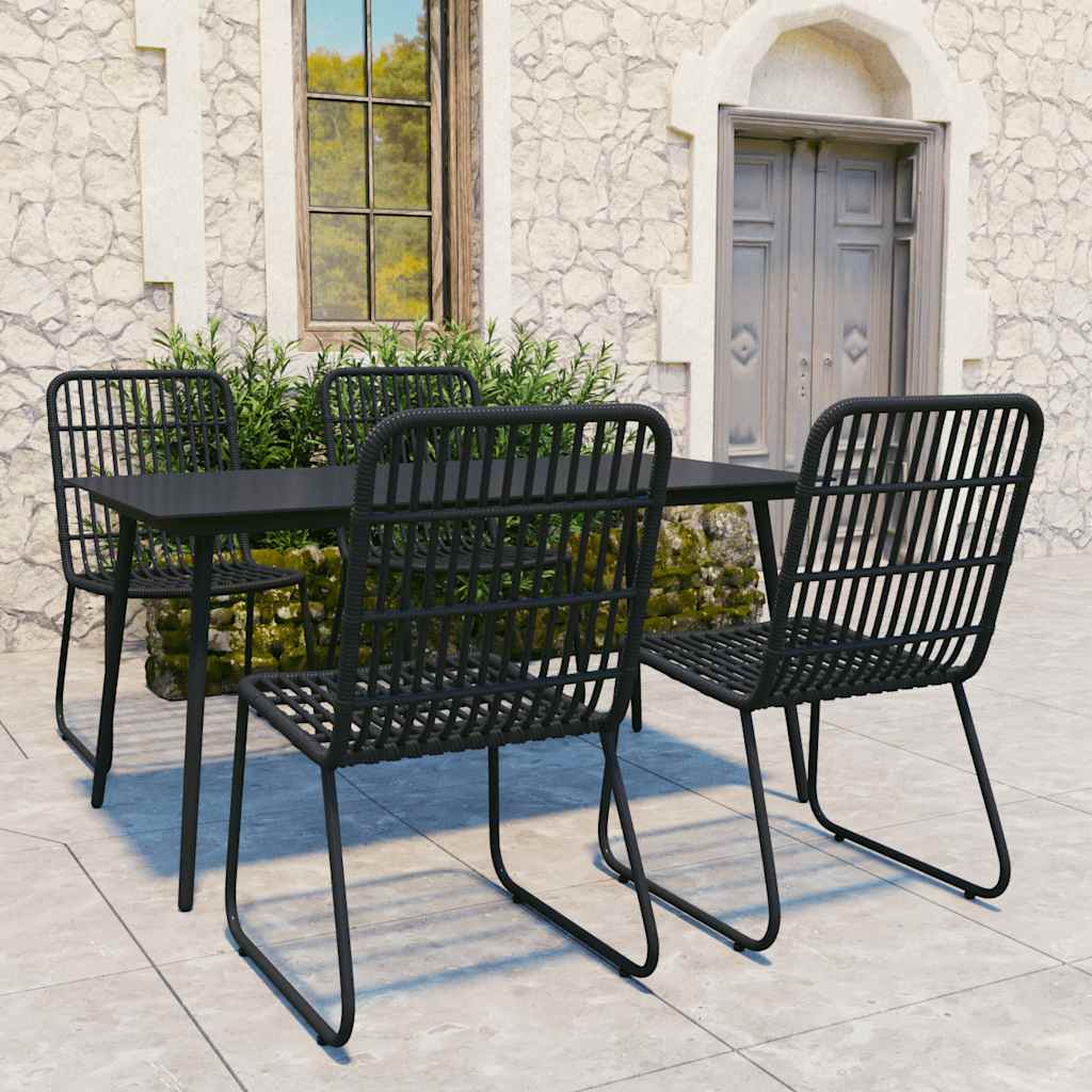 5 Pcs conjunto de jantar para exterior vime PE e vidro