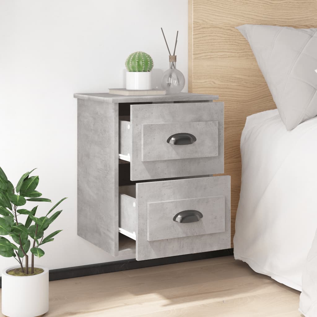 Mesa de cabeceira de parede 41,5x36x53 cm cinzento cimento