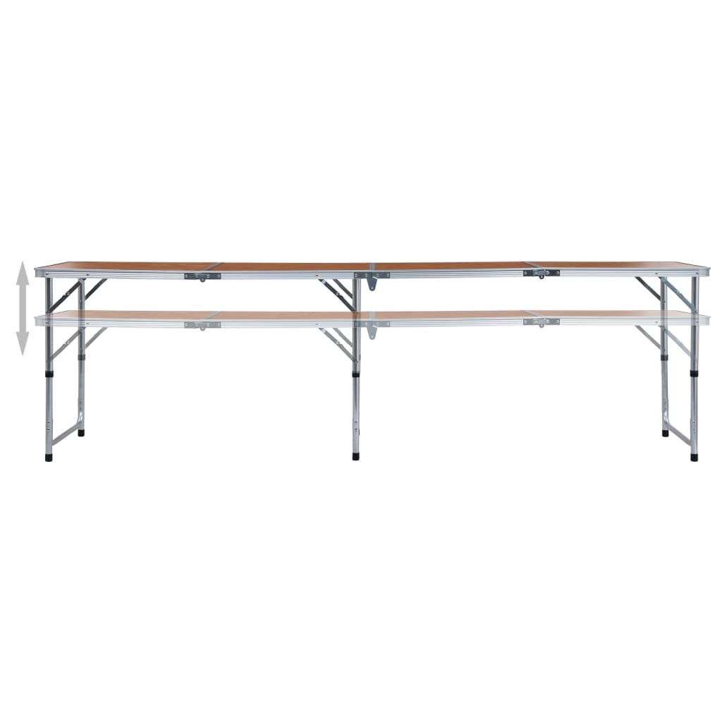 Mesa de campismo dobrável 240x60 cm alumínio
