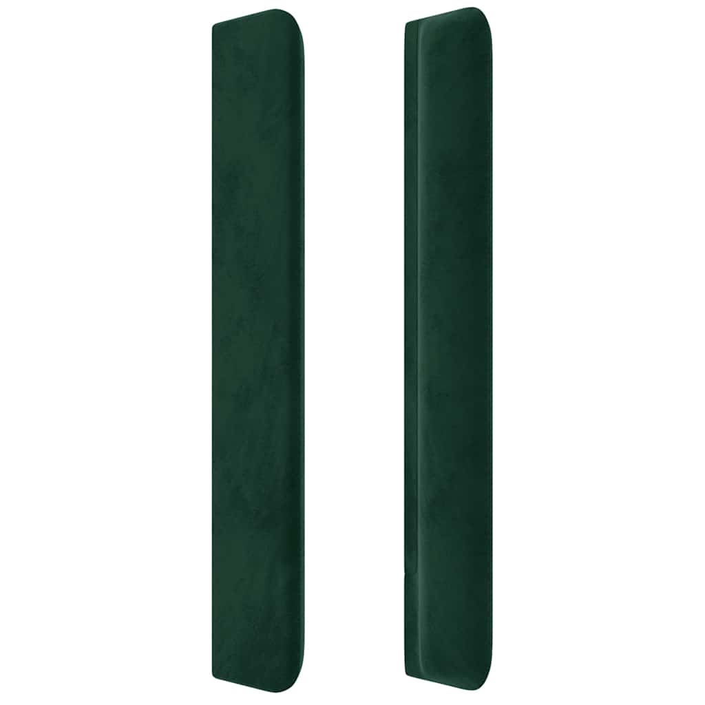 Cabeceira cama c/ abas veludo 203x16x118/128 cm verde-escuro