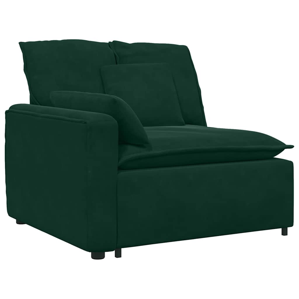 Sofá modular com almofadas veludo verde-escuro