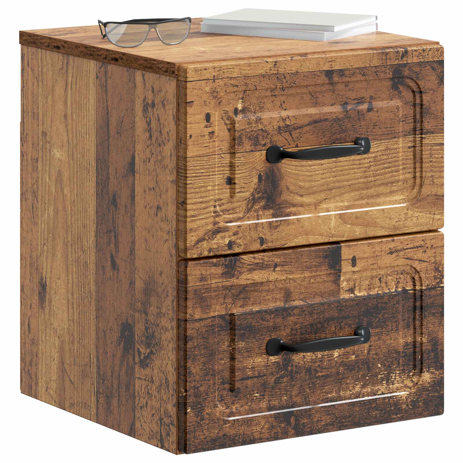 Gabinete de canto montado na parede 2 unid. madeira antiga
