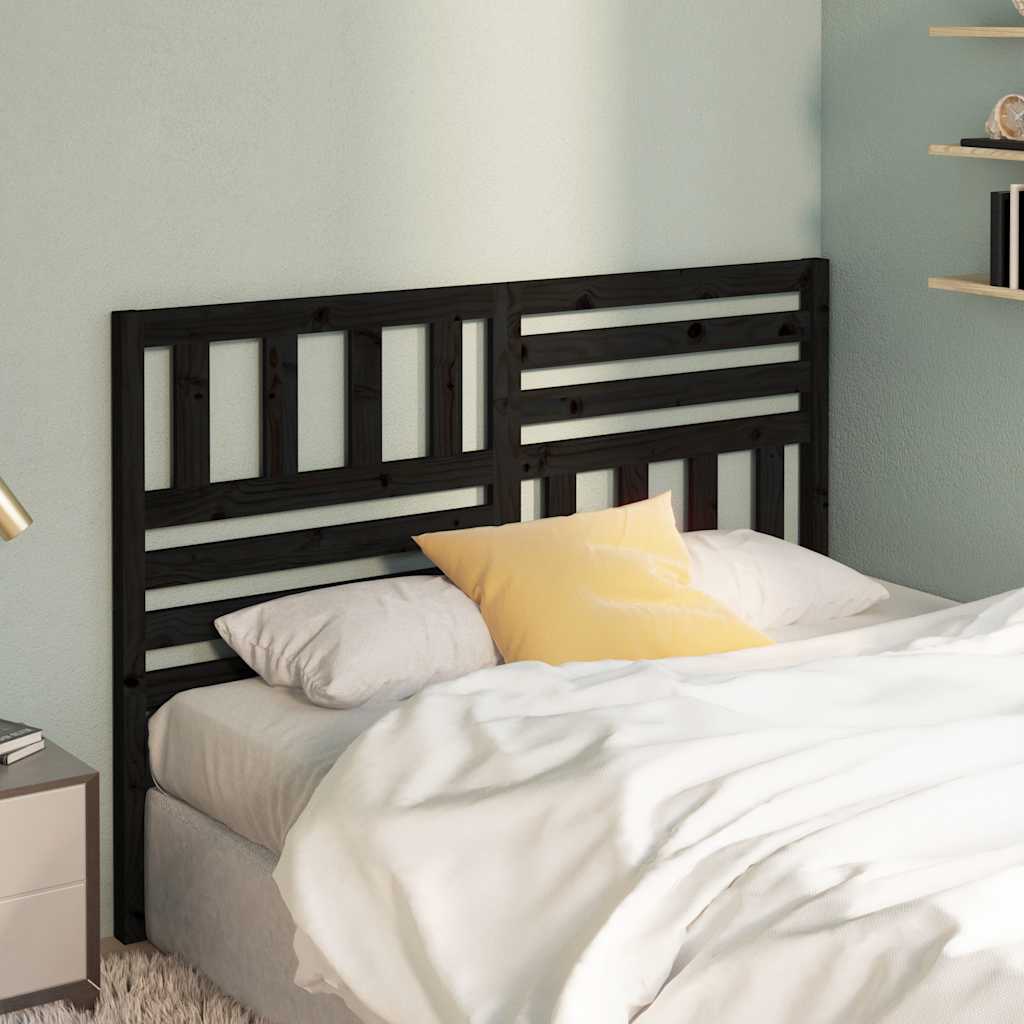Cabeceira de cama 126x4x100 cm pinho maciço preto