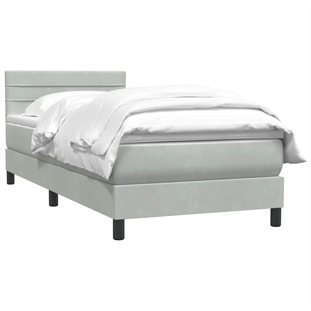 Cama com molas/colchão cinzento-claro 80x210 cm veludo