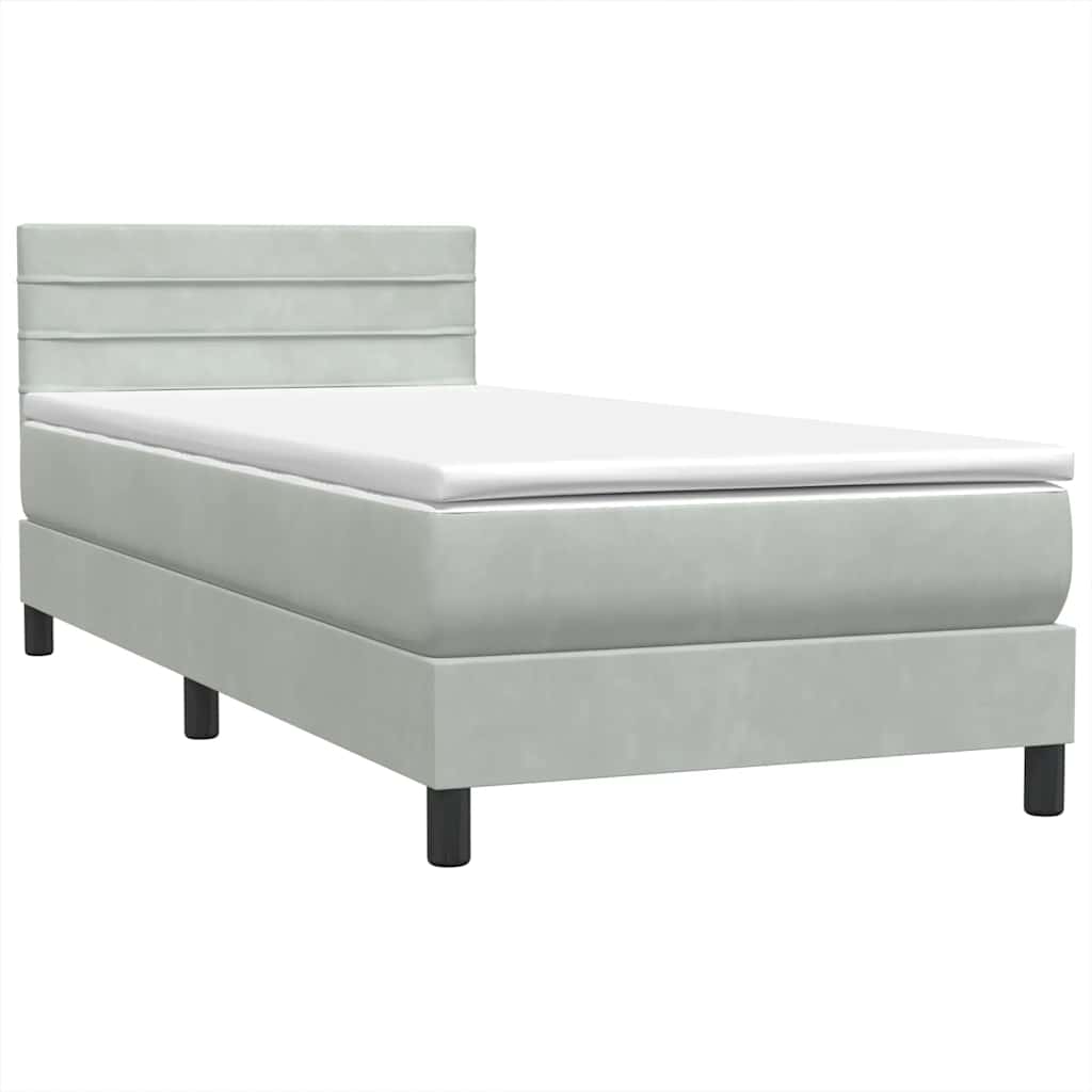 Cama com molas/colchão cinzento-claro 80x210 cm veludo