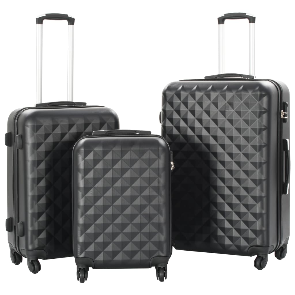 Conjunto de tróleis estojo rígido 3 pcs ABS preto