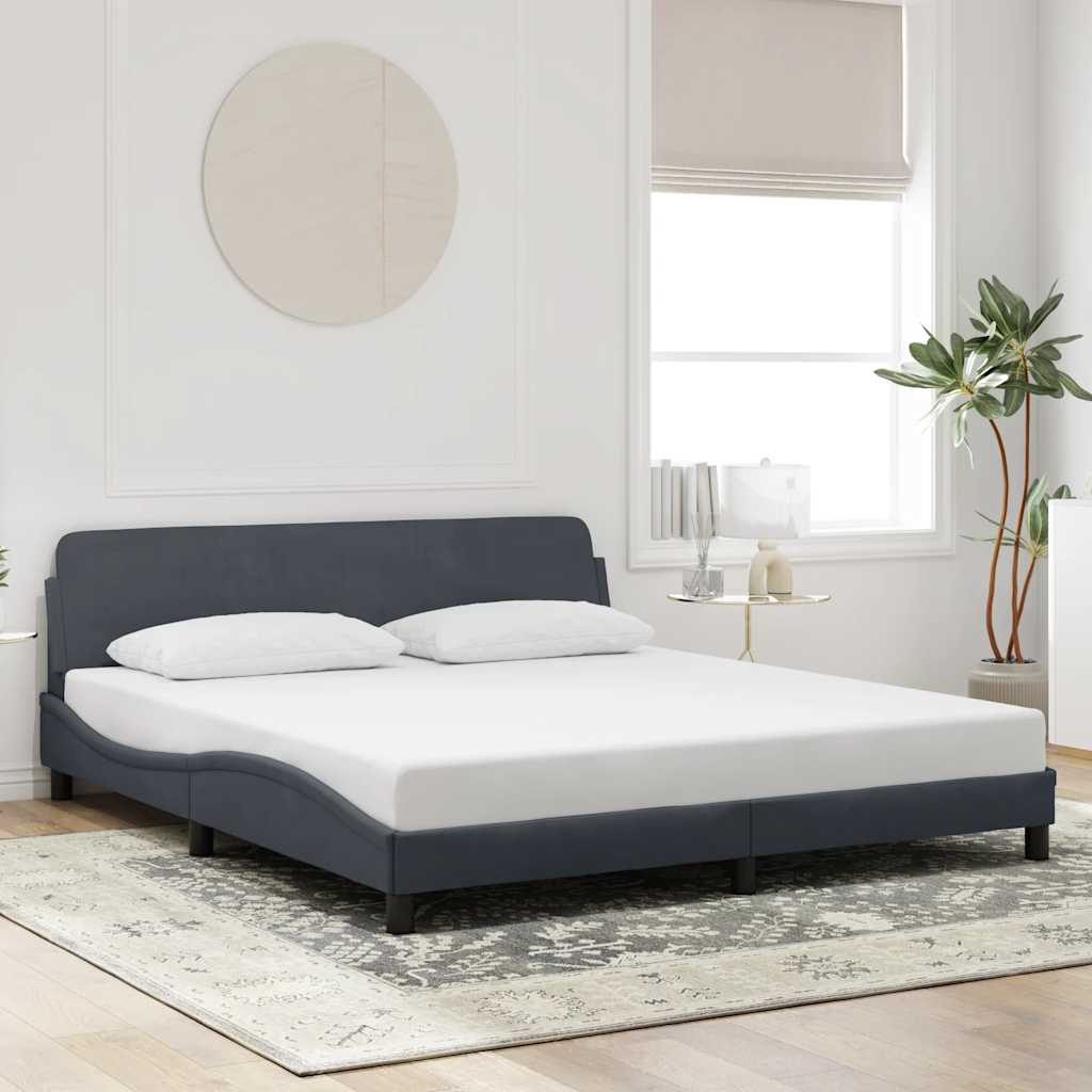 Estrutura de cama dover cinza escuro 180x200 cm em veludo