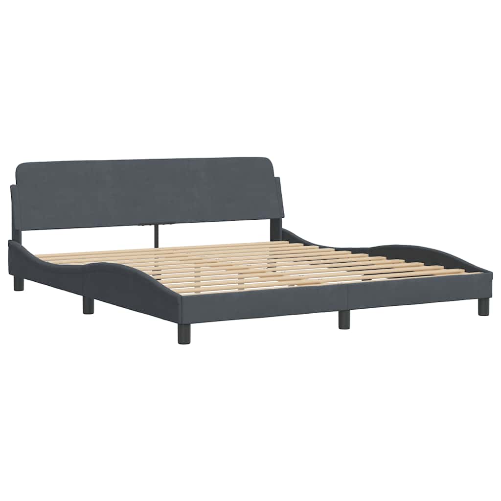 Estrutura de cama dover cinza escuro 180x200 cm em veludo