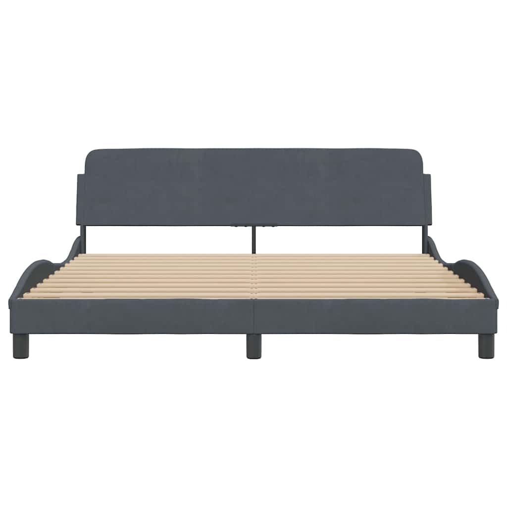 Estrutura de cama dover cinza escuro 180x200 cm em veludo
