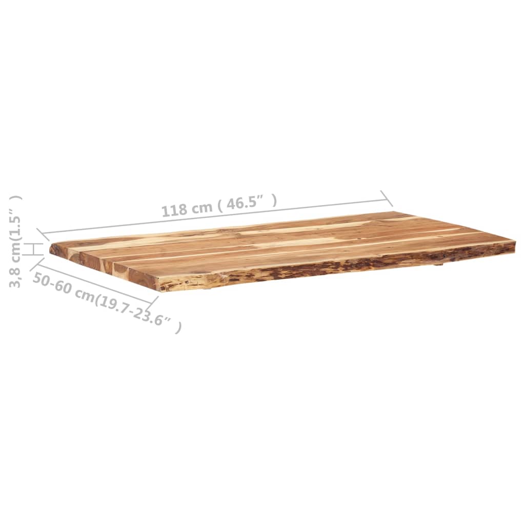 Tampo de mesa 118x(50-60)x3,8 cm madeira de acácia maciça