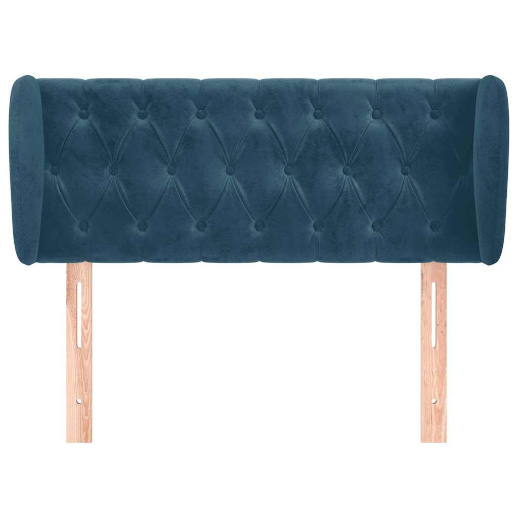 Cabeceira de cama c/ abas veludo 103x23x78/88cm azul-escuro