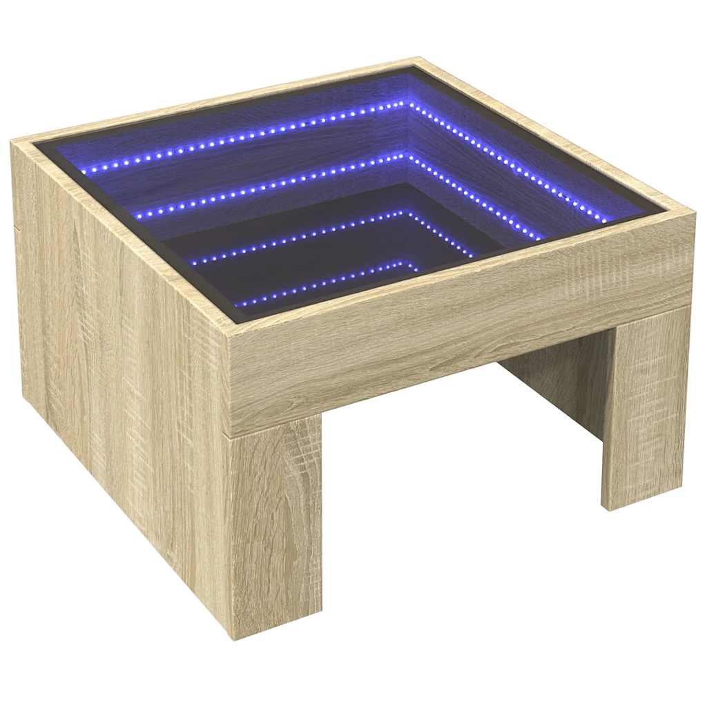 Mesa de centro luzes LED infinity 50x50x30 cm carvalho sonoma