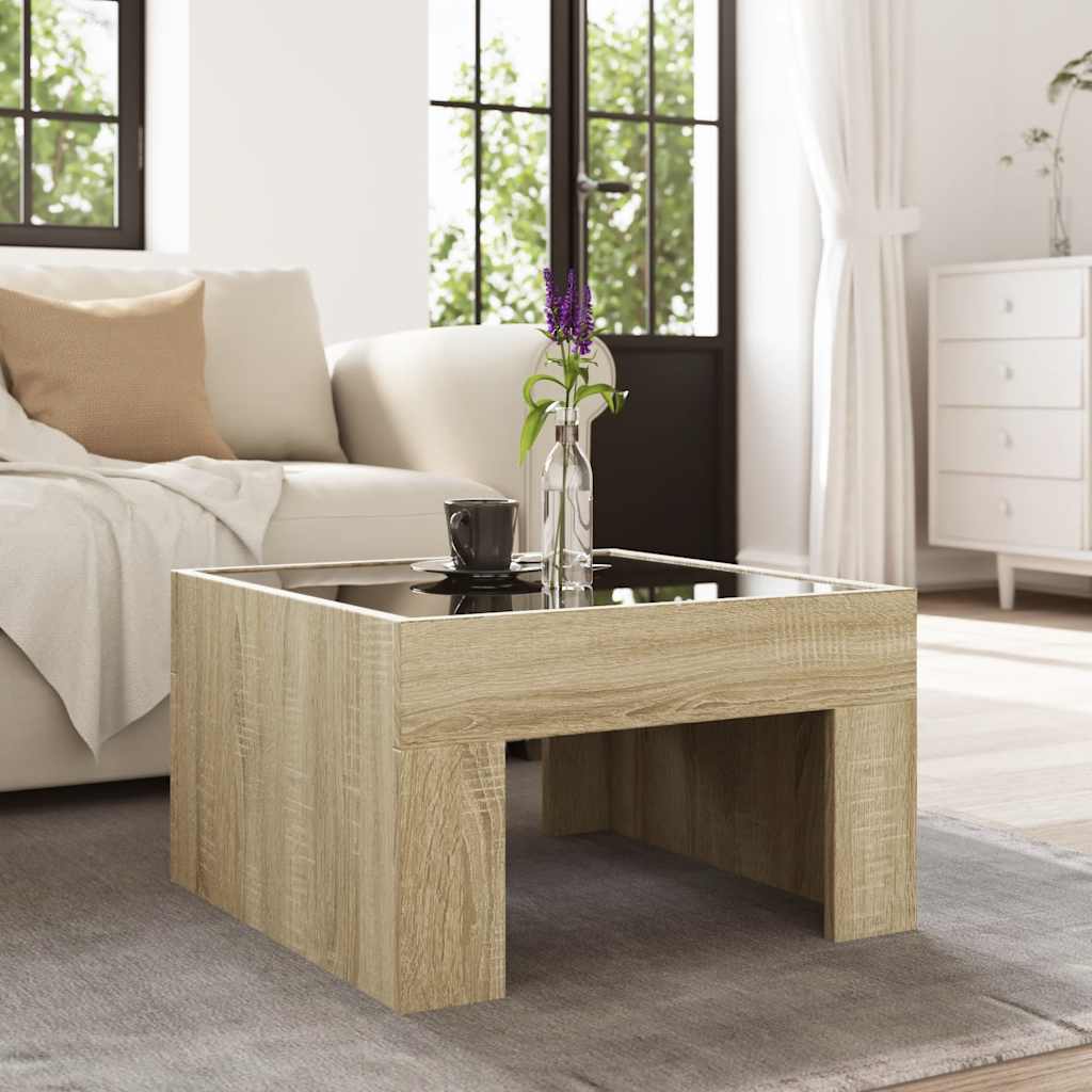 Mesa de centro luzes LED infinity 50x50x30 cm carvalho sonoma