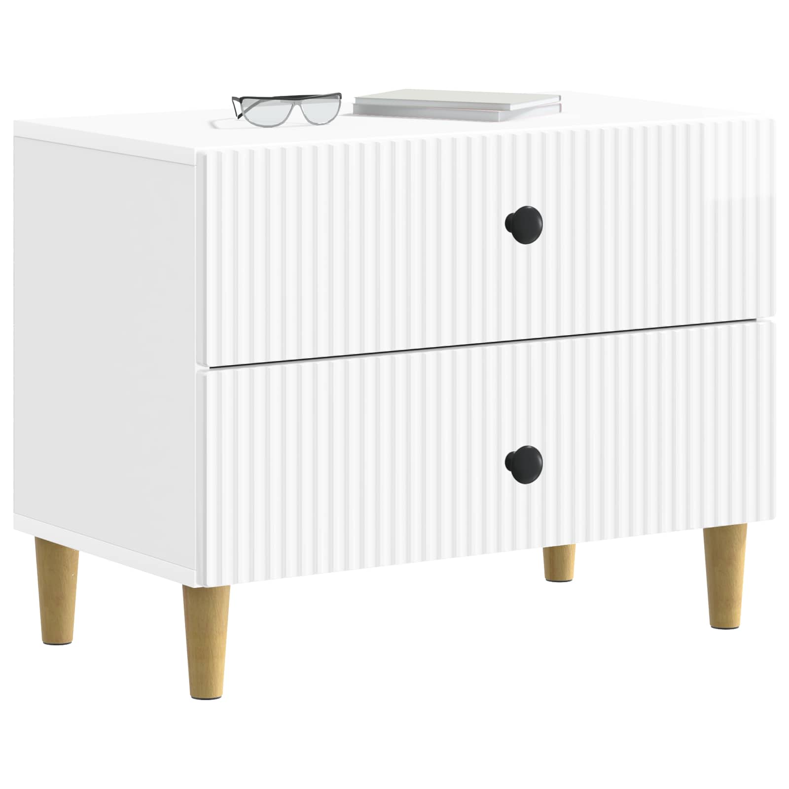 Armário de cabeceira branco brilhante 62 x 34,5 x 48 cm