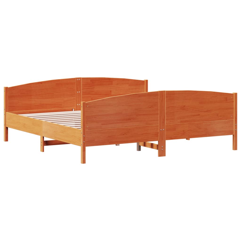 Cama sem colchão 200x200 cm pinho maciço castanho-mel