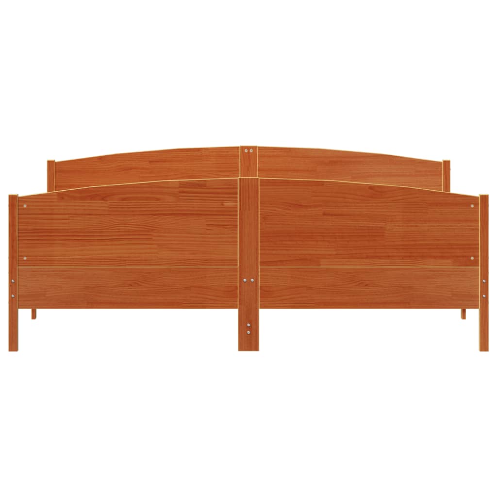 Cama sem colchão 200x200 cm pinho maciço castanho-mel