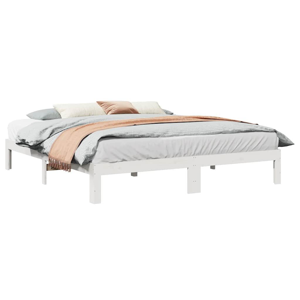 Cama sem colchão 180x200 cm madeira de pinho maciça branco