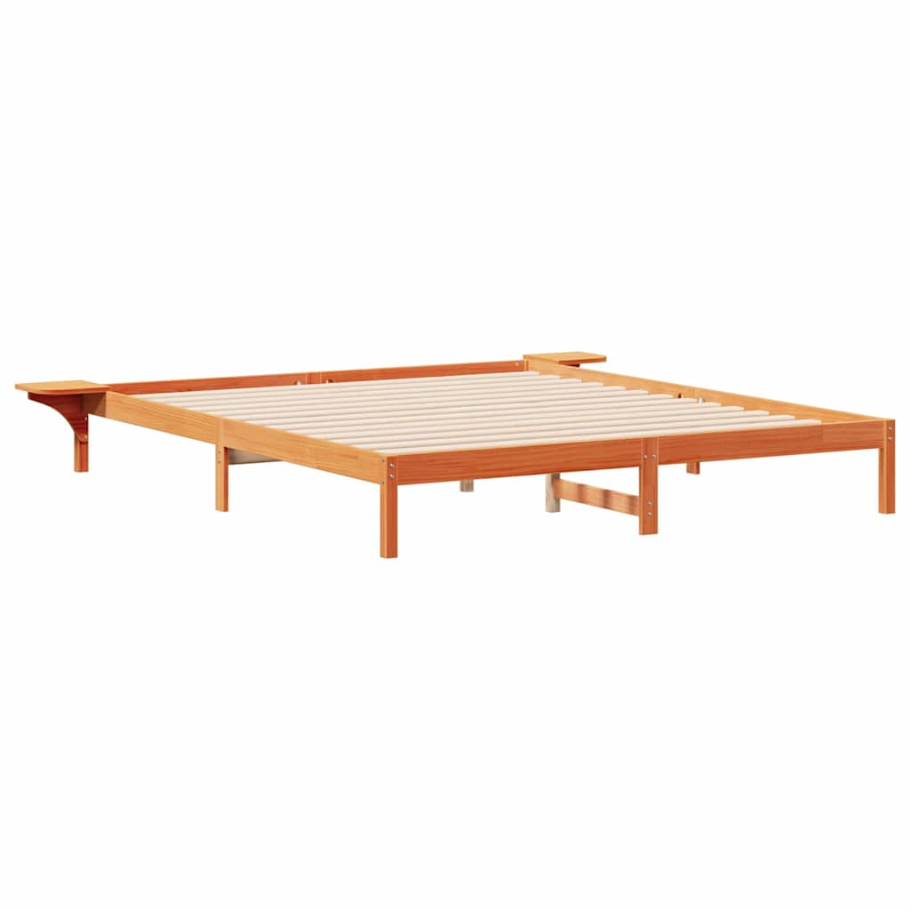 Cama com mesas laterais marrom cera 200 x 210 cm