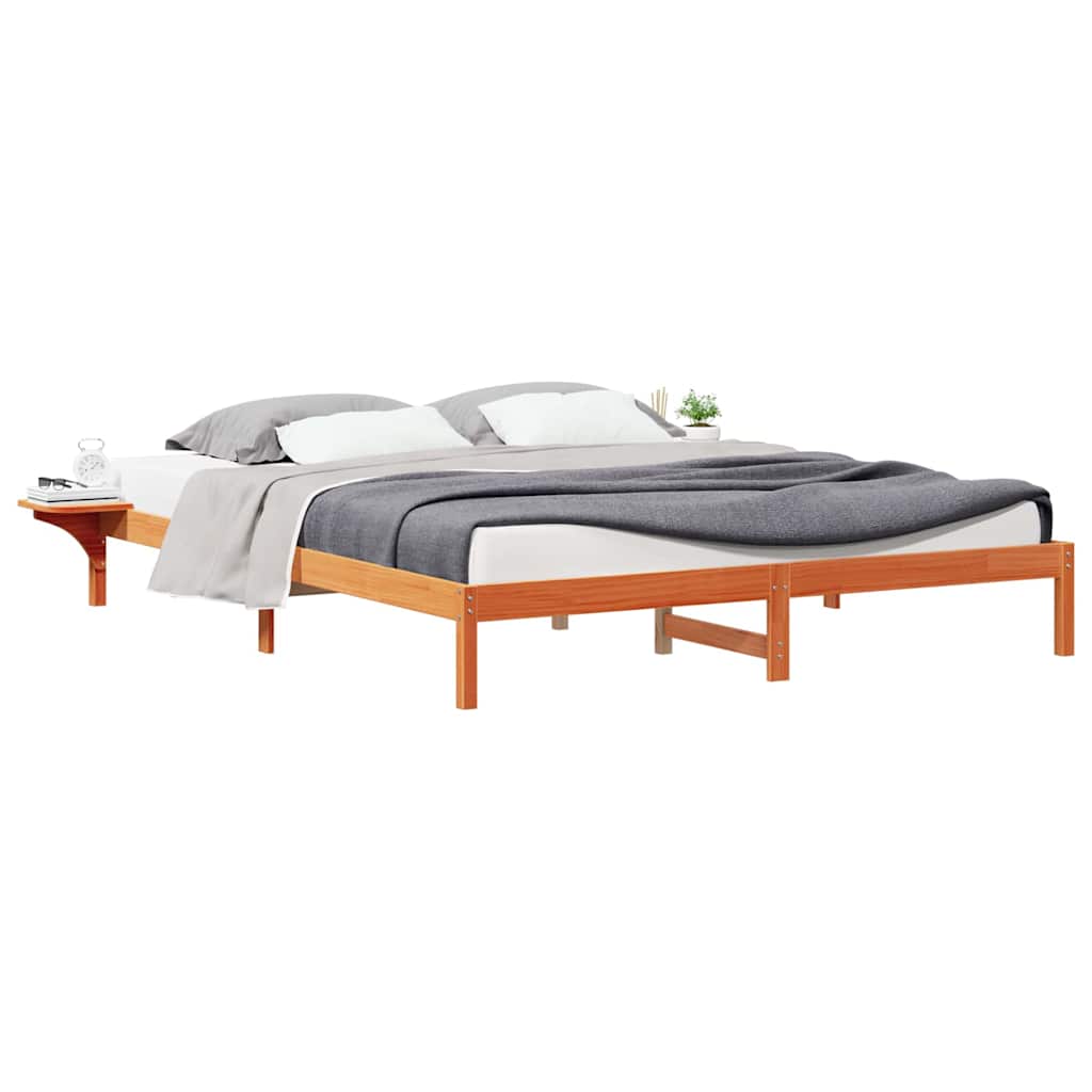 Cama com mesas laterais marrom cera 200 x 210 cm
