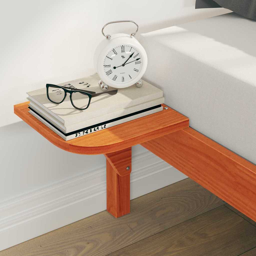 Cama com mesas laterais marrom cera 200 x 210 cm