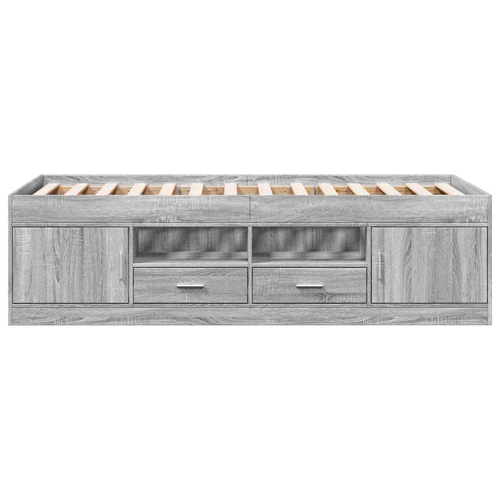 Sofá-cama com gavetas sem colchão 75x190 cm cinzento sonoma